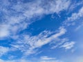 The vast blue sky, clouds sky. Blue sky background with tiny clouds. Sky panorama. Beautiful sky. Sky cloud wallpaper Royalty Free Stock Photo