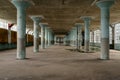 Teal Concrete Columns & Large Windows - Abandoned Clothing Factory