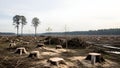 Vast Deforested Landscape with Tree Stumps and Remaining Trees Royalty Free Stock Photo