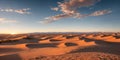 A vast desert expanse with rolling dunes under a sunny sky. Generative AI