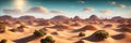 A vast desert expanse with rolling dunes under a sunny sky. Generative AI Royalty Free Stock Photo