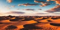 A vast desert expanse with rolling dunes under a sunny sky. Generative AI