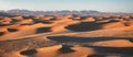 A vast desert expanse with rolling dunes under a sunny sky. Generative AI