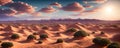 A vast desert expanse with rolling dunes under a sunny sky. Generative AI