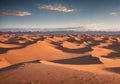 A vast desert expanse with rolling dunes under a sunny sky. Generative AI Royalty Free Stock Photo