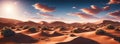 A vast desert expanse with rolling dunes under a sunny sky. Generative AI Royalty Free Stock Photo