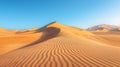 Vast desert scenery sand dune patterns with detailed textures under clear blue sky and long shadows Royalty Free Stock Photo