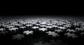a vast expanse of white puzzle pieces scattered across a reflective black surface, creating a sense of complexity and interconnect Royalty Free Stock Photo