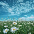 Field of White Daisies Under Blue Sky Royalty Free Stock Photo