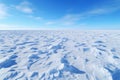 Vast frozen tundra at midday. Empty clear horizon. Plain after a snowstorm. Winter landscape Royalty Free Stock Photo