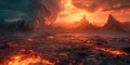 vast hellscape where fire is visible, beautiful and eerie landscapes. Generative AI Royalty Free Stock Photo