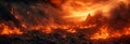 vast hellscape where fire is visible, beautiful and eerie landscapes. Generative AI