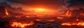 vast hellscape where fire is visible, beautiful and eerie landscapes. Generative AI Royalty Free Stock Photo