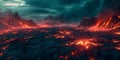 vast hellscape where fire is visible, beautiful and eerie landscapes. Generative AI Royalty Free Stock Photo