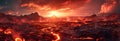 vast hellscape where fire is visible, beautiful and eerie landscapes. Generative AI