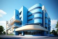 Vast Hospital double blue sky. Generate ai