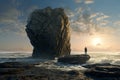 Vast Man sea rock. Generate Ai Royalty Free Stock Photo