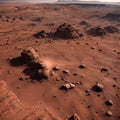 Vast Martian Landscape: Desert Planet Amidst Scenic Sky and Sand Royalty Free Stock Photo