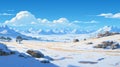 Snowy Anime Landscape With Plateau And Leafless Trees