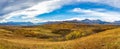 Vast prairie and forest in beautiful autumn. Waterton Scenic Spot, Alberta, Canada. Royalty Free Stock Photo