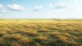 vast prairie with rolling grassland under blue sky and fluffy clouds., ai generative Royalty Free Stock Photo