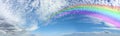 Vast Rainbow Panorama on Mackerel Blue Sky Cloudscape