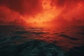 Vast Red dawn sea. Generate Ai Royalty Free Stock Photo