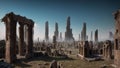 Alien City Ruins on Faraway Planet Royalty Free Stock Photo