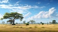 Vast savanna dotted with acacia trees. Generative Ai.NO.02