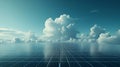 Vast Solar Panel Field Under a Cloudy Blue Sky Royalty Free Stock Photo