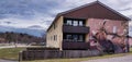 Vastervik, Sweden - April 02 2021: Reindeer Street Art on Apartment Building