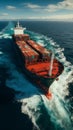 The vastness of the ocean unfolds in an aerial cargo ship view