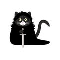 Cute black cat Jon Snow. Fan art game of thrones