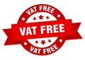 vat free round ribbon isolated label. vat free sign.