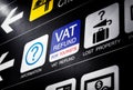 VAT Refund for Tourist Sign on the Information Board in an International Airport. Royalty Free Stock Photo