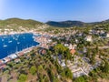 Vathy Ithaca Greece birds aerial view Ithaka or Ithaki Royalty Free Stock Photo