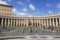 Tuscan Colonnades and a Granite Fountain Constructed by Bernini in St Peter`s Square in Vatican