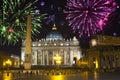 Vatican. Celebratory fireworks over a St Peter`s Square