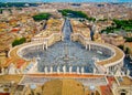 Aerial view of St Peters Square in Rome