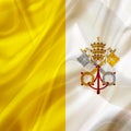 The Vatican City country flag on silk or silky waving texture Royalty Free Stock Photo