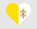 Vatican City Heart Flag. Holy See Love Shape Country Nation National Flag. Vatican City State Banner Icon Sign Symbol. EPS Vector