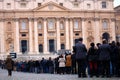 Vatican, Jan. 2, 2023: Queue of people waiting to enter at St. Peter's Basilica to see the body of Pope Benedict XVI