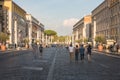 Crowds of tourists waliking near the Saint Peter`s Square in Vatican