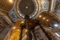 Vatican City, Italy - 10 04 2018: Inside the St Peter`s Basilica or San Pietro in Vatican City, Rome, Italy. Wide angle view of Royalty Free Stock Photo