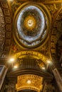 Vatican City, Italy - 10 04 2018: Inside the St Peter`s Basilica or San Pietro in Vatican City, Rome, Italy. Wide angle view of Royalty Free Stock Photo