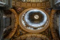 Vatican City, Italy - 10 04 2018: Inside the St Peter`s Basilica or San Pietro in Vatican City, Rome, Italy. Wide angle view of Royalty Free Stock Photo