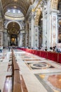 Vatican City, Italy - 23 June 2018: Decorated interiors of Saint Peter's Basilica at St. Peter's Square in Vatican City Royalty Free Stock Photo