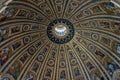 Vatican City, Italy - 23 June 2018: Decoration on the ceiling dome of Saint Peter\'s Basilica at St. Peter\'s Square in Vatican Ci Royalty Free Stock Photo