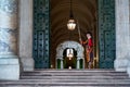 VATICAN CITY, ITALY - JUNE 8, 2018 : A member of the Pontifical Swiss Guard, Vatican. Rome