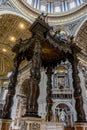 Vatican City, Italy - 23 June 2018: Tomb of saint Peter at basilica in Vatican City